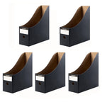 Foldable Desk File Holder Organizer Sturdy Cardboard Magazine Storage Box Document Rack with Blank Label Stickers for Home School Office (5, Matte Black) - color: Matte Black