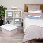 Sterilite 30 Pack Storage Box, 12 Quart Stackable Tote, Clear Plastic Container with Secure Snapping Lids for Home and Office Organization, White - size: 12 Quart, style: 30