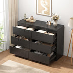 Jocoevol Modern Black 6 Drawer Dresser - Simply Chest of Drawers for Bedroom, Closet, Living Room, Hallway, Entryway, Wood Storage Double Dresser with Smooth Metal Rails - Black - color: Black