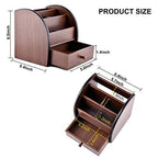 Siveit Wooden Desktop Organizer with Drawer, Multifunctional Office Supply Storage - Remote Control Caddy Holder