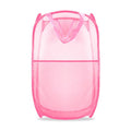 Collapsible Pop Up Laundry Hamper, Extra Large Mesh Foldable Laundry Basket, 28" x 16" x 16"(Pink) - color: 1P Pink