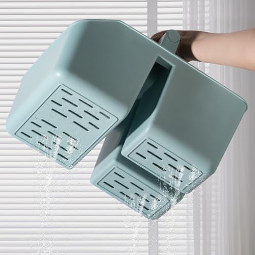 rejomiik Portable Shower Caddy Basket with Bamboo Handle, Plastic Cleaning Caddy Bathroom Organizer Tote for College Dorm Essentials, Bath Toy Storage, Blue - color: Blue