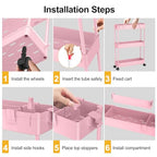 SPACELEAD Slim Storage Cart 3 Tier,Bathroom Organizer Rolling Utility,Mobile Shelving Unit Slide Out for Office, Kitchen, Laundry Room & Narrow Places,Pink - color: Pink