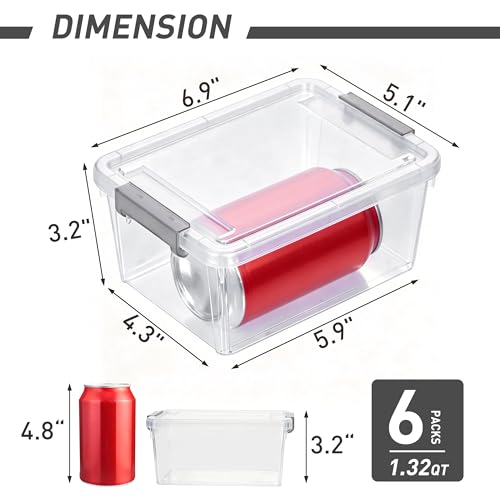 Citylife 1.3 QT 6 Pack Small Storage Bins Plastic Storage Container Stackable Box with Lids for Organizing, Clear White - color: Clear White, size: 1.3 QT(6 Pack)