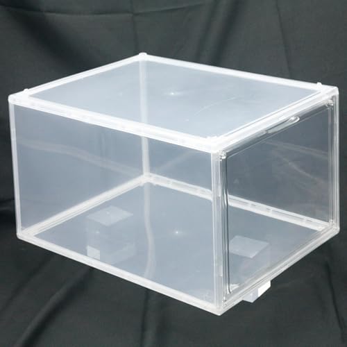 Size 12 Clear Shoe Boxes with Acrylic Magnetic Front Door Plastic Stackable Shoe Organier for Sneaker & Boots Collection, Space-Saving Shoe Storage for Closet Entryway, Bedroom - size: Size 11.5 - 1 Pack