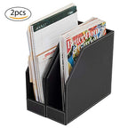 MobileVision Executive Leather Vertical File Folder Holder & Office Product Organizer, Store Files, Magazines, Notepads, Books and more, 2 Pack Combo Set - color: Executive Leather