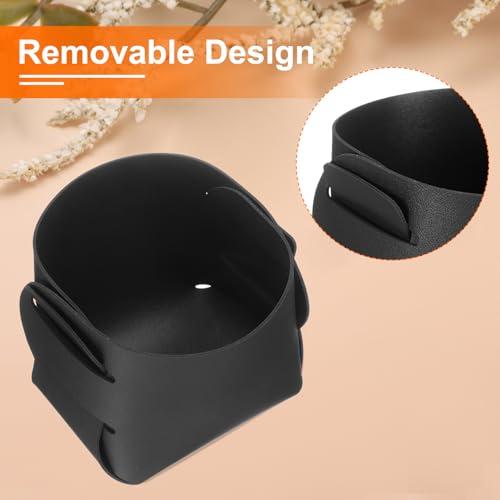 uxcell Valet Tray Organizer, PU Leather Desktop Storage Organizer Box Tray Entryway Table Bedside Nightstand Catchall Vanity Tray for Jewelry Key Coin Watch Wallet (Black) - color: Black