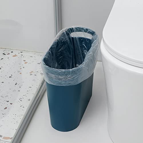 rejomiik Small Trash Can, 3.5 Gallon Slim Garbage Can Plastic Waste Basket with Handles Container Bin for Narrow Spaces Bathroom, Bedroom, Kitchen, Office at Home, Teal Blue - color: Teal Blue, size: 1 pack