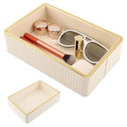 PU Leather Valet Tray,Desk Organizer Tray Nightstand Organizer Trinket Dish Storage Key Bowl Decorative Trays for Phone Wallet Jewelry Watch,Bathroom Bedroom Perfume Vanity Trays
