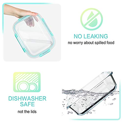 [5-Packs, 36 Oz.] Glass Meal Prep Containers with Locking Lids Glass Food Containers,Airtight Lunch Container,Microwave, Oven, Freezer and Dishwasher (4.5 Cup, Green) - color: Green