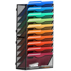 MINDEPOT 11 Tier Wall File Holder Hanging Wall Mount Paper File Organizer for Mails Folders Document Magazine Organization, for Office School Home, Black - size: 11Tier