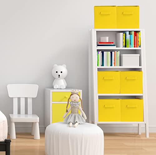 Simple Houseware Foldable Cube Storage Bins, 11-Inch Yellow, 6-Pack Fabric Cubes Organizer for Closet or Shelves - color: Yellow
