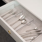 3 Set Clear Plastic Junk Drawer Organizer Vanity Curlery Utensil Makeups Organizer for Kitchen 6" X9'' - size: 3 Pack 9"x6" Clear Plastic