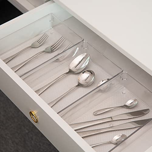 5 Pack Clear Plastic Drawer Organizer Tray Cutlery Utensil Makeups Drawer Silverware Organizers 6" X 9" - size: 5 Pack 6"x9" Clear Plastic