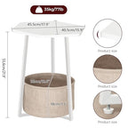 MAHANCRIS Small Side Table, Round End Table with Storage Basket, Modern Nightstand for Small Space, Hexagonal Bedside Table, Couch Side Table for Living Room, Bedroom, White ETWT9901