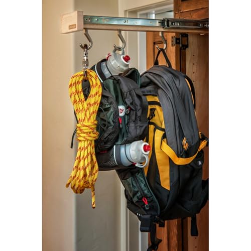 Rev-A-Shelf 22" Pullout Kitchen Cabinet Pantry Organizer with 7 Hanging Hooks with Ball Bearing Slide System, Maple Wood, GLD-W22-SC-7