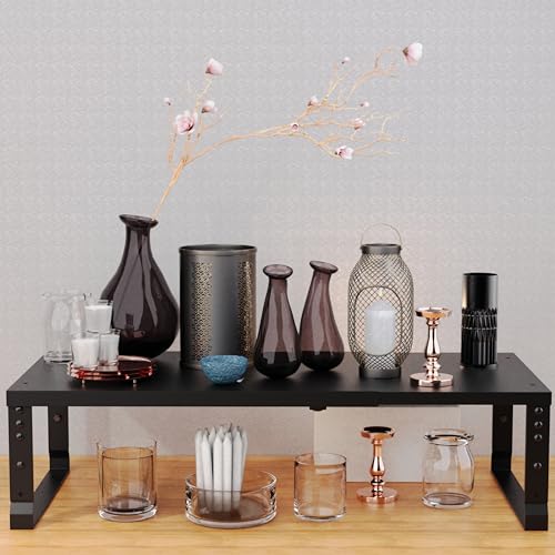 Jojocross Expandable Stackable Spice Rack Organizer for Kitchen Cabinet,Adjustable Counter Shelf, countertop, Pantry,Cupboard,Bathroom,Bedroom(2Packs/Black/Medium) - color: 2 Packs/Black, size: MEDIUM:7.9"D x 16.7~26.6"W x 6.1"/7.5"H
