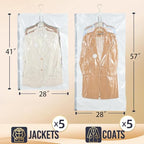 Hanging Vacuum Storage Bags – 4 Pack (2 Long, 2 Short) Hanging Vacuum Seal Bags for Clothing, Closet Organizer Space Saver for Suits, Jackets & Coats - size: 4 Combo