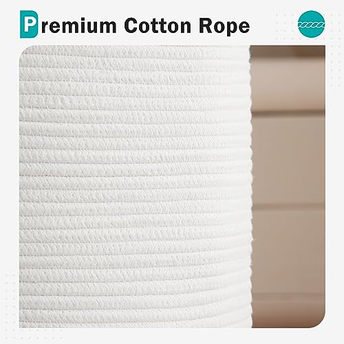 Cotton Rope Laundry Hamper by YOUDENOVA, 58L - Woven Collapsible Laundry Basket - Clothes Storage Basket for Blankets, Laundry Room Organizing, Bedroom Storage, Clothes Hamper – White - color: White, size: 58L