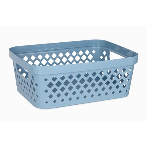 Glad Plastic Storage Basket Set, Value Pack of 6 | Open Storage Bins for Shelves, Bathroom, Pantry, Closet | Nesting Organizer Boxes with Handles, 2 Gallon, Marina Blue - color: Marina Blue, size: 2 Gallon