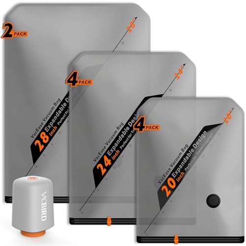 Vacbird Rechargeable Wireless Pump Travel Storage Bags Set - 10 Pack Portable Space Bags for Travel & Home - Vacuum Compression Packing Seal for Clothes, Blankets, Seasonal Storage - size: 10 Combo Set