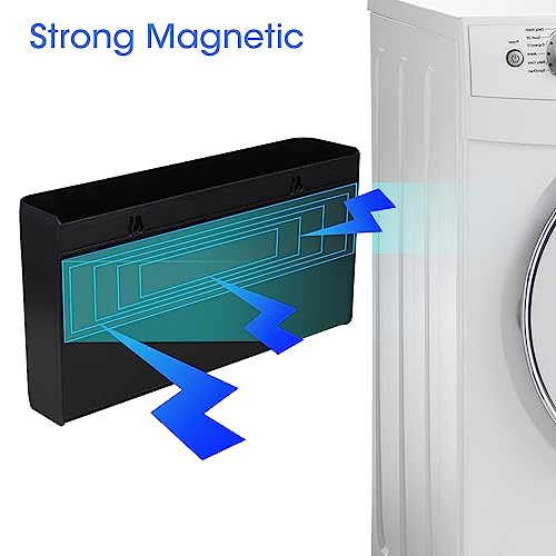 Picowe 3 PCS Magnetic Laundry Storage, Magnetic Storage Box for Laundry Room, Kitchen, Bathroom, Office, Space-Saving Trash Container Hanging on Dryer, Washer or Wall Mount Trash Bin (Black) - size: L+ M + S - Black