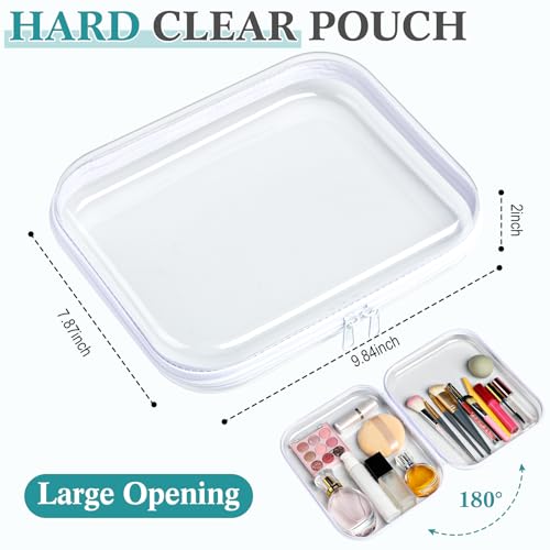 Sanwuta 6 Pcs Clear Hard Zipper Case Plastic Zipper Pouches Transparent Makeup Bag Pencil Case Pouches Toiletry Diaper Bag for Travel Toy Storage Organizer Bins(White,9.84 x 7.87 x 2 Inch) - color: White, size: 9.84 x 7.87 x 2 Inch