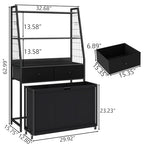 Gyfimoie Laundry Sorter with 2 Drawers, 3 Section Laundry Hamper with 2 Tiers Shelf,120L with Pull-Out Rolling Bags,Laundry Organizer for Laundry Room,Bathroom,Dorm (Black)