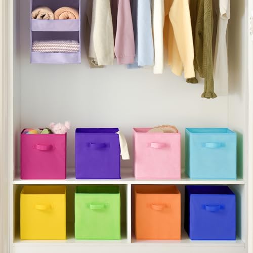 GRANNY SAYS 11 Inch Cube Storage Bins, Colorful Cube Storage Organizer, Fabric Storage Bins, Storage Cubes for Shelves, Closet, Toy Storage Bins for Kids Room, Play Room, Rainbow, 8-Pack - color: Rainbow, size: 11 Inch-8 Pack
