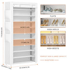 OYREL Shoe Rack 10Tier Large Capacity 50-56Pairs Beautiful Tall Shoe Shelf Free Standing Storage Cabinet Entryway Closet - size: 10Tier White