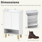 Giantex 5-Tier Shoe Cabinet with Doors, Faux Marble Shoe Rack Organizer with Anti-Tipping Kit & Flat Tilting Storage Shelves, Wooden Shoe Storage Cabinet for Entryway, Hallway, Living Room, White