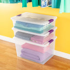 Sterilite 18-Pack 32 Quart ClearView Latch Box, Stackable Organizer Bins with Latching Lids - Clear Plastic Organization Containers for Closet, Bedroom, Shelving Units and Everyday Home Storage - size: 18 Pack, style: 32 Quart