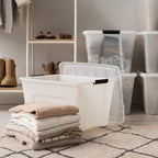 IRIS USA 54 Quart Stackable Plastic Storage Bins with Lids and Latching Buckles, 6 Pack - Pearl, Containers with Lids and Latches, Durable Nestable Closet, Garage, Totes, Tubs Boxes Organizing - size: 54 Qt, style: 6 Pack