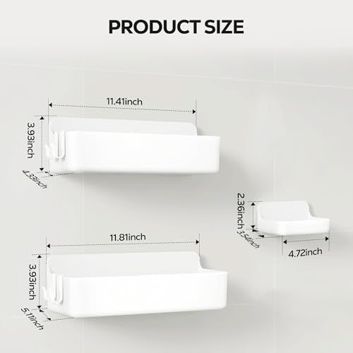 Nieifi Adhesive Wall Shelf, Shower Shelves, Shower Organizer for Bathroom Organization (White, 3 pieces) - color: White, size: 3 pieces