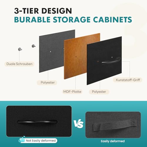 OLIXIS 9 Drawer Storage Dresser with Wood Top - Wide Fabric Chest Organizer for Bedroom, Closet, Living Room,Tower Cabinet, TV Stand, Hallway Entryway Furniture,Carbon Black - color: Black, size: 11.8"D x 39.6"W x 39.4"H (9 Drawers)