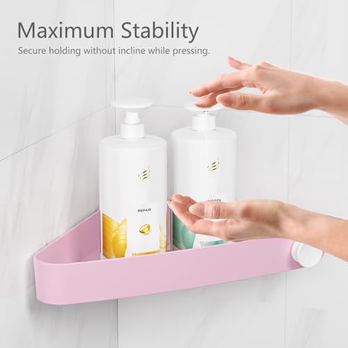Sotfamily Plastic Shower Caddy Corner (For 90° Only), 4 Pack Adhesive Corner Shower Shelves for Bathroom Organizers and Storage, Pink - color: Pink, size: 4 Pack
