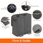Lifewit Double Laundry Hamper with Lid and Removable Laundry Bags, Large Collapsible 2 Dividers Dirty Clothes Basket with Handles for Bedroom Laundry Room Closet Bathroom College, 136L Black - color: Black, size: 136L