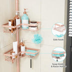 KEGII Corner Shower Caddy Tension Pole - 4-Tier Rustproof Bathroom Organizer, Floor to Ceiling Shower Caddy 25-114.2 inch, No Drilling Shower Storage Rack for Shampoo, Towels (Blush Nude) - style: Tension Caddy - Blush Nude