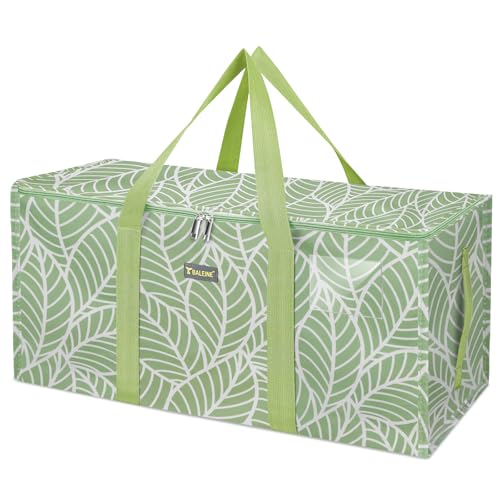 BALEINE Extra Large Storage Tote with Zippers & Carrying Handles, Heavy-Duty Oxford Fabric Moving Bags for Laundry, Space Saving, Storage, Antique Foliage - color: Antique Foliage, size: 1-Pack