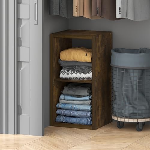 Furinno Cubic Closet Organizers and Storage, 2-Cube Closet Organizer, Open Shelf Closet Storage, Extra Thick Frame for Wardrobe, Bedroom, Living Room, Amber Pine - color: Amber Pine, size: 2-Cube