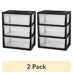 Plastic 5 Drawer Wide Tower, Black - color: Black and Clear TWO
