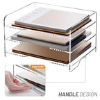 SANRUI Paper Letter Tray Organizer 3 Tier Acrylic Desk File Organizer with Bottom Handle, Paper Sorter Organizer for Letter/A4 Office Organization,Clear - style: Enlarged File Tray 3 Tier