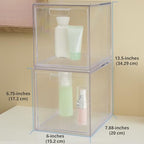 STORi Audrey Stackable Bin Clear Plastic Organizer Drawers | 2 Piece Set | Organize Cosmetics and Beauty Supplies on a Vanity | Made in USA - size: 6.75" Tall Set