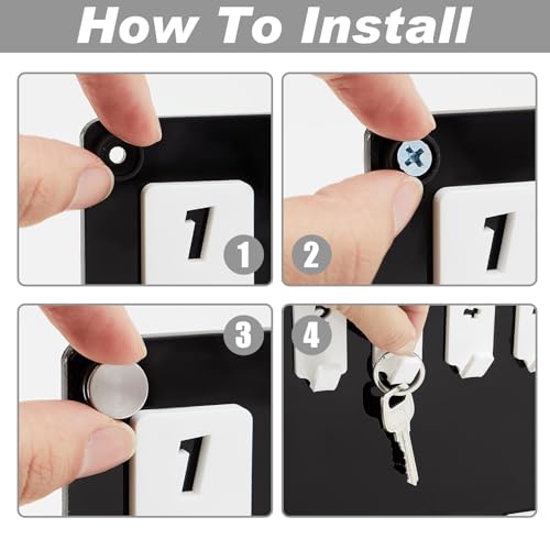Beeveer Acrylic Key Board with 30 No. Hooks Wall Mount Key Rack Holder Hanger Storage Collection for School, Garage, Car Dealer, Office, Hotel, Real Estate(Black) - color: Black, size: 30 Hooks