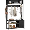 Lulive Hall Tree with Bench and Shoe Storage, 31.5" Coat Rack Freestanding with 2-Tier Storage Shelf, 6-in-1 Entryway Bench Coat Rack with 12 Hooks and 3 Drawers(Black) - color: Black