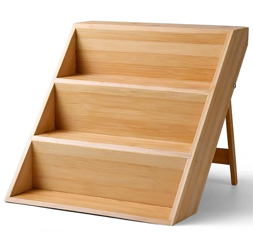 RoyalHouse Bamboo Spice Rack Organizer for Kitchen Cabinet, Countertop Display Shelf- 3 Tier Shelf -Space Organizer for Kitchen and Bathroom - color: Bamboo Spice Organizer Rack Pack of 1