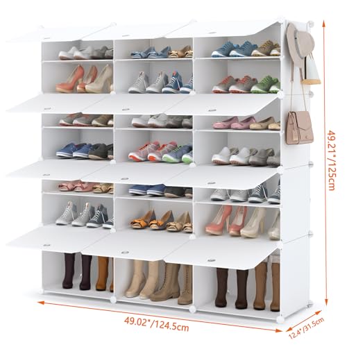 HOMIDEC Shoe Storage Cabinet, 48 Pairs Shoe Rack 3 by 8 Tier Space Saving Shoe Organizer for Closet Hallway Living Room Bedroom Garage - color: White, style: 3 by 8