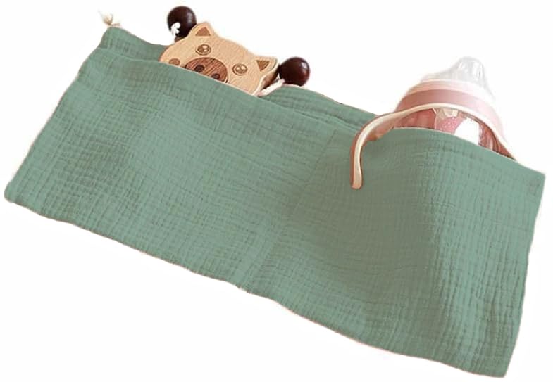 Cotton Baby Bedside Hanging Storage Bag,2 Pockets Organizer for Baby Cribs and Toys (Green) - color: Green