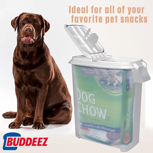 Buddeez Airtight Pet Food Storage Container - 50 QT Capacity Dog Food Storage Container - Cat Food Container, Bird Seed Storage Container, Rolling Storage Bin, Air Tight with White Lid - color: White Lid, size: 1 Pack (50 Quart)
