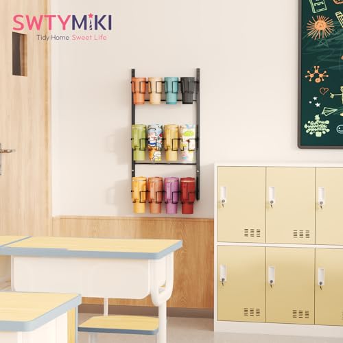 SWTYMIKI 3-Tier Water Bottle Organizer – Over the Door Stanley Cup Holder, Cup Organizer for Door or Wall Mount Option, Stanley Accessories for Pantry, Dorm, Office, RV Use, Black - color: Black, size: 3-Tier
